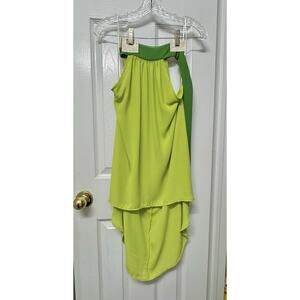Sweet Pea For New York & Company Green Contrast Tie Neck Hi Lo Tunic - Size Sm